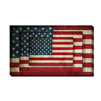 Rectangle 3 Tier Stacked Wall Art with US Flag Print, Set of 2, Multicolor - BM205847