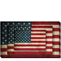 Rectangle 3 Tier Stacked Wall Art with US Flag Print, Set of 4, Multicolor - BM205848