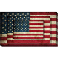 Rectangle 3 Tier Stacked Wall Art with US Flag Print, Set of 4, Multicolor - BM205848