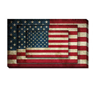 Rectangle 3 Tier Stacked Wall Art with US Flag Print, Set of 4, Multicolor - BM205848