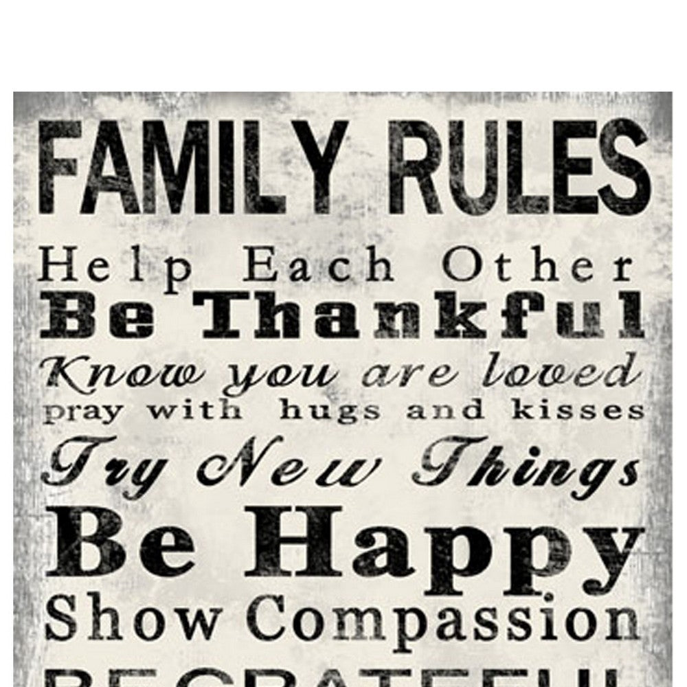 Rectangle Wall Art with Family Quotes Typography, Set of 2, Black and White - BM205849