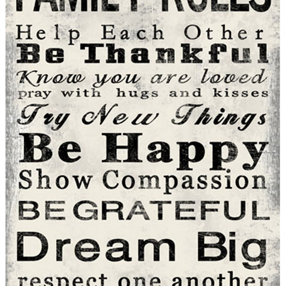 Rectangle Wall Art with Family Quotes Typography, Set of 2, Black and White - BM205849