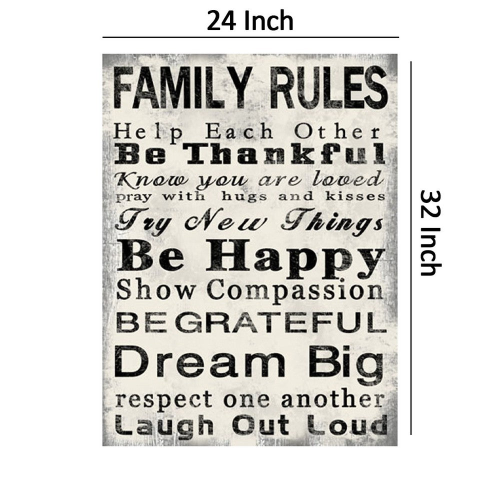 Rectangle Wall Art with Family Quotes Typography, Set of 2, Black and White - BM205849