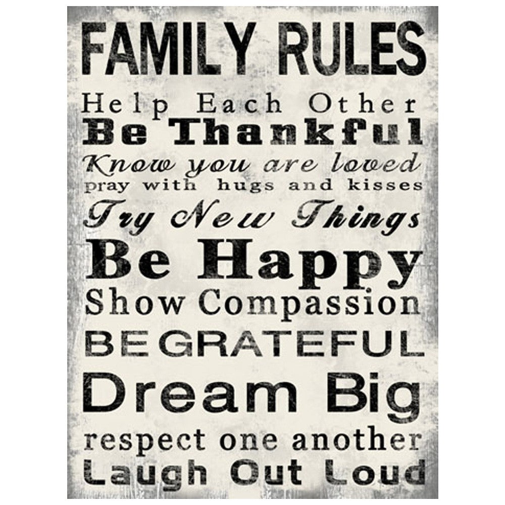 Rectangle Wall Art with Family Quotes Typography, Set of 2, Black and White - BM205849