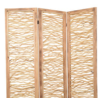 Contemporary 3 Panel Wood Screen with Horizontal Branch Design, Brown - BM205858