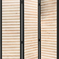 Metal Framed 3 Panel Screen with Wooden Horizontal Inset, Black & White - BM205867