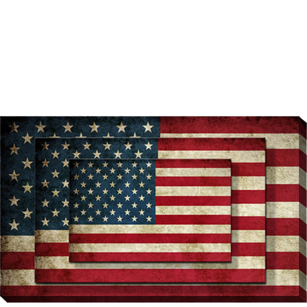 Contemporary Canvas American Flag Wall Art Print Decor, Multicolor - BM205898