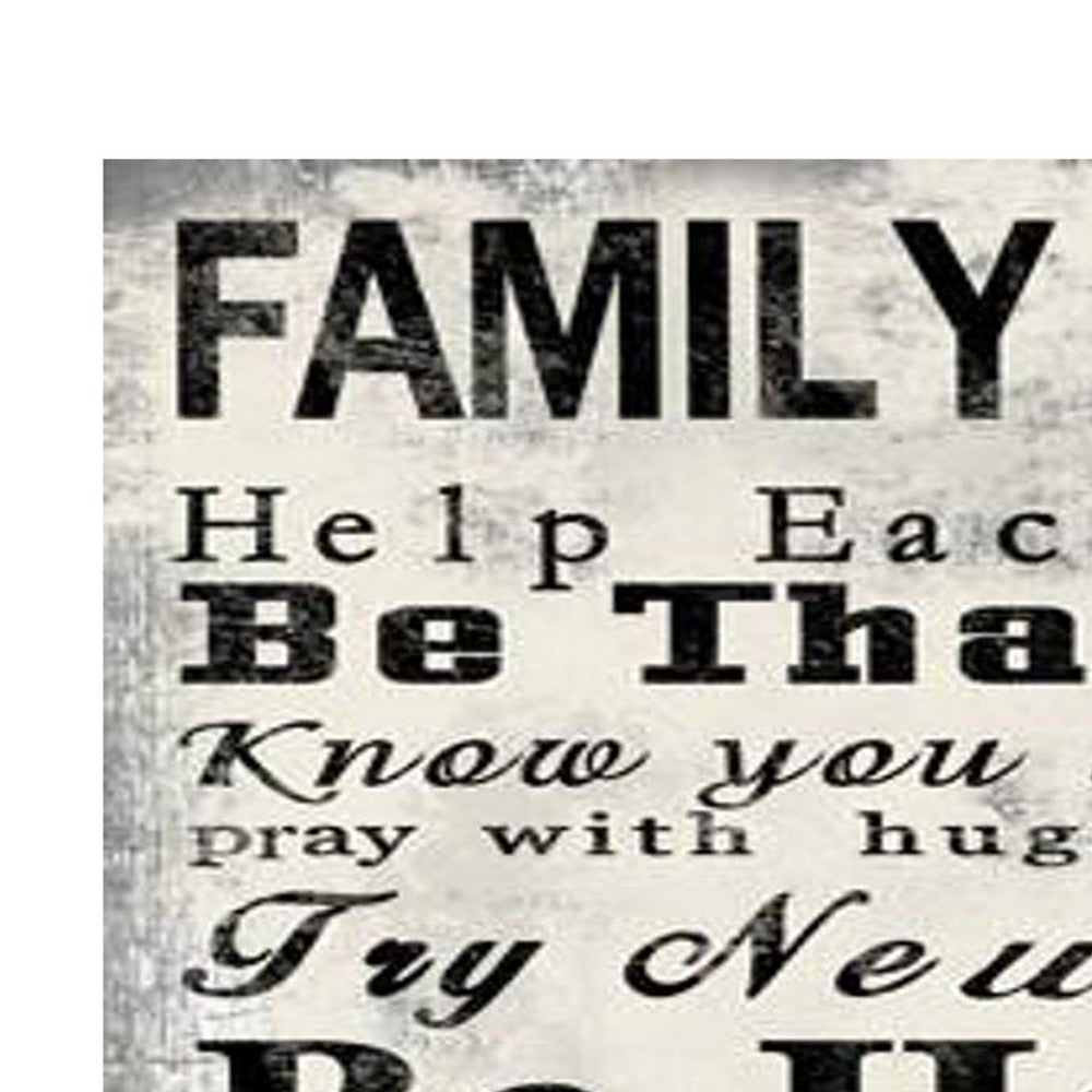 High Quality Canvas Print with Family Rules Quotes, Black & White - BM205899