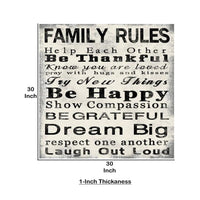High Quality Canvas Print with Family Rules Quotes, Black & White - BM205899