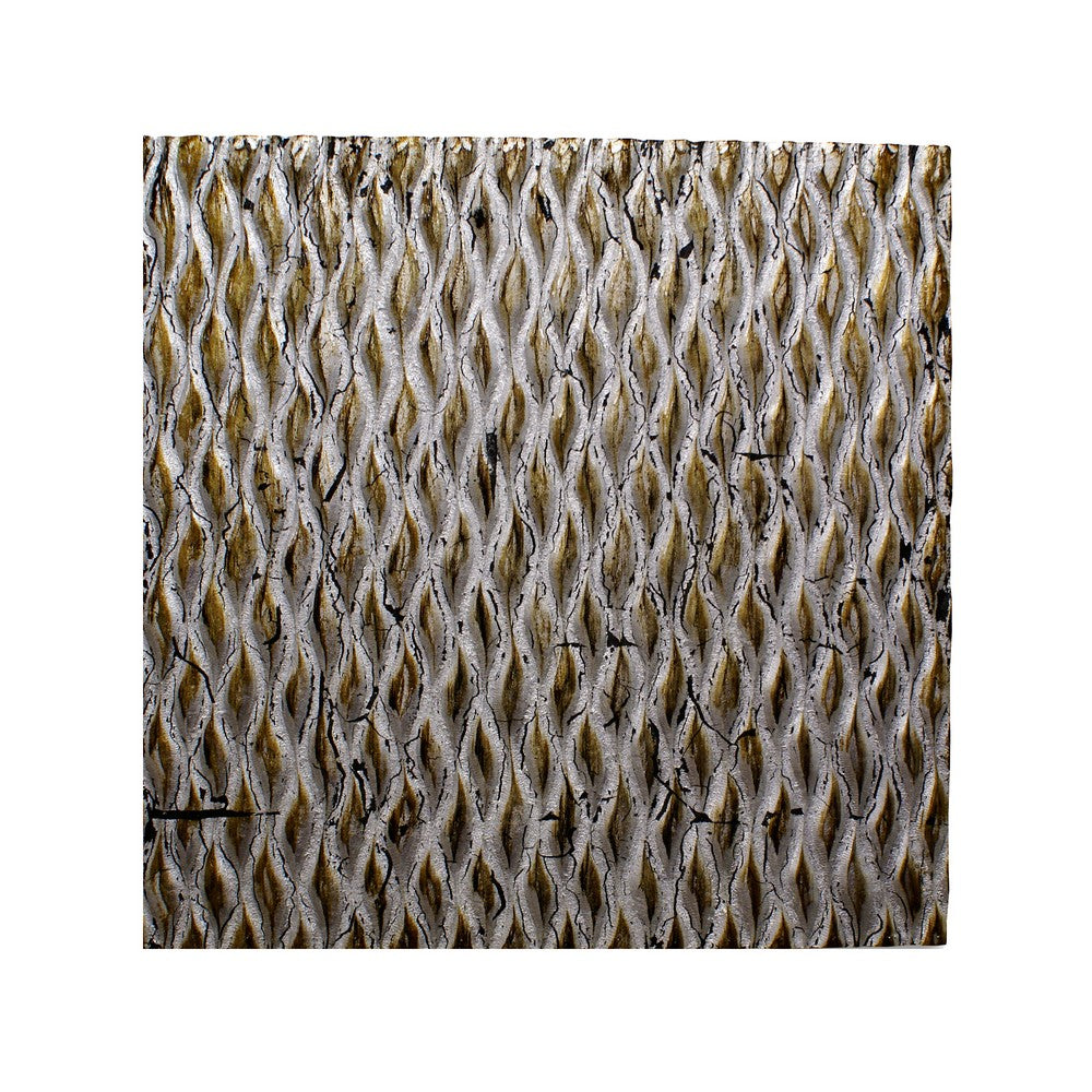 Modern Style Wooden Wall Decor with Patterned Carving, Small, Silver - BM205903