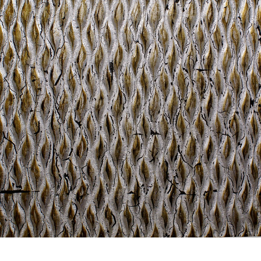 Modern Style Wooden Wall Decor with Patterned Carving, Small, Silver - BM205903