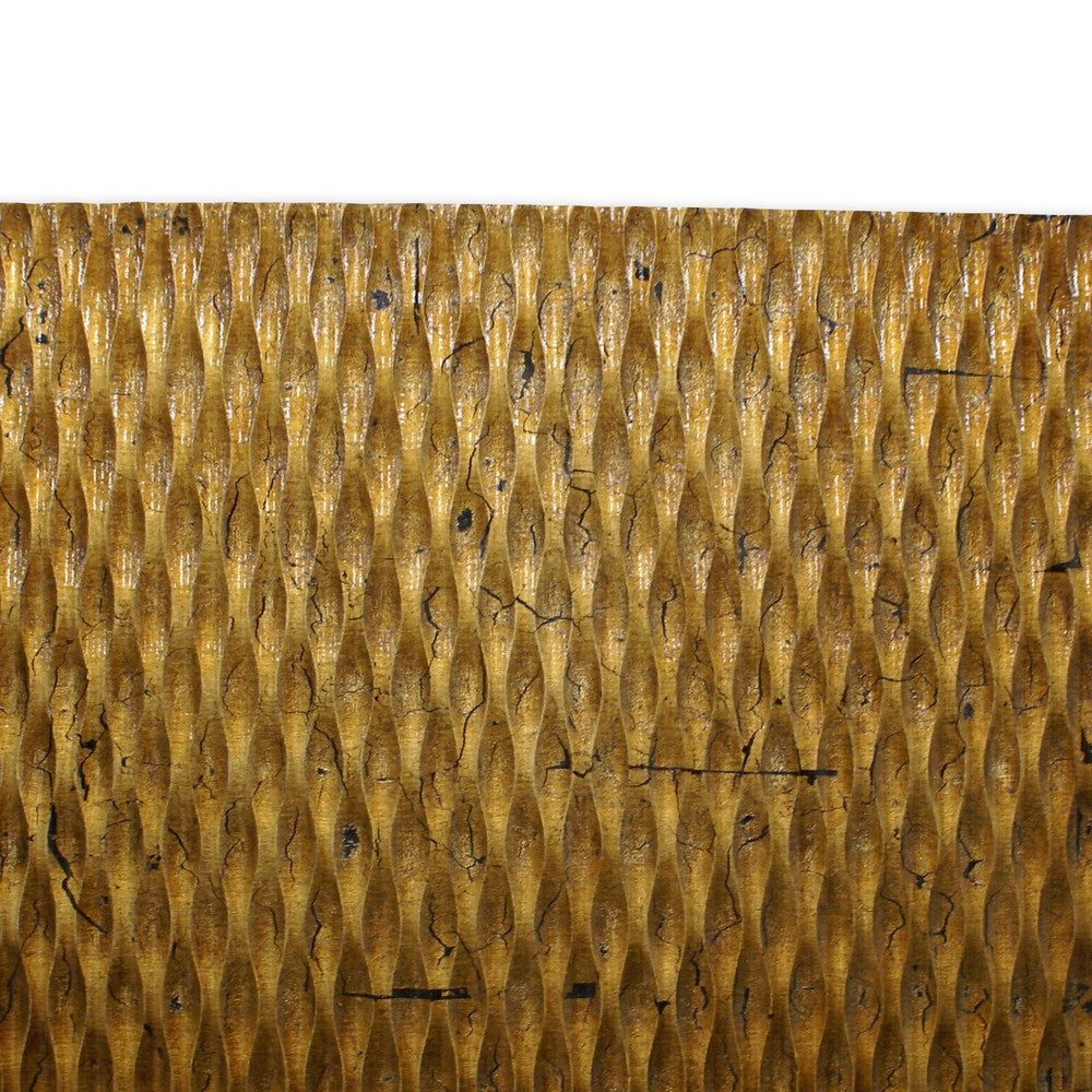 Modern Style Wooden Wall Decor with Patterned Carving, Small, Gold - BM205904