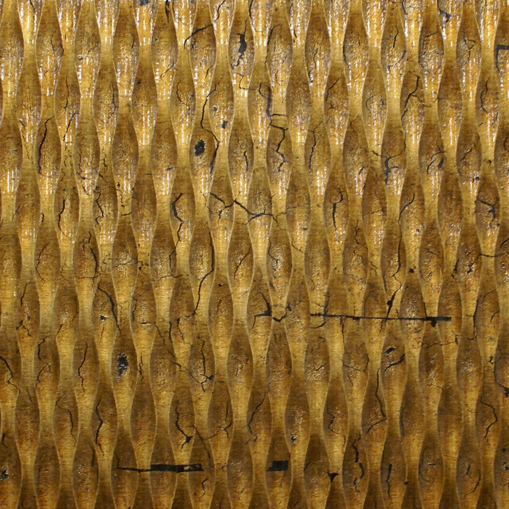 Modern Style Wooden Wall Decor with Patterned Carving, Small, Gold - BM205904