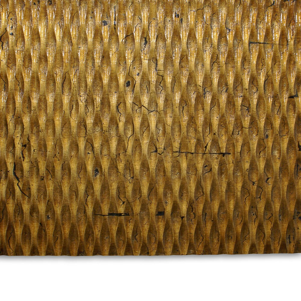 Modern Style Wooden Wall Decor with Patterned Carving, Small, Gold - BM205904