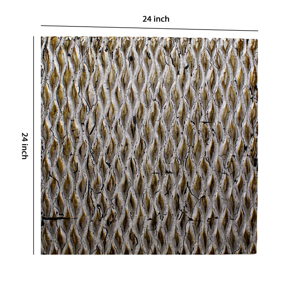 Modern Style Wooden Wall Decor with Patterned Carving, Large, Silver - BM205907