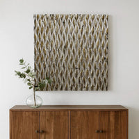 Modern Style Wooden Wall Decor with Patterned Carving, Large, Silver - BM205907