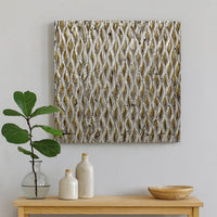 Modern Style Wooden Wall Decor with Patterned Carving, Large, Silver - BM205907