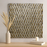 Modern Style Wooden Wall Decor with Patterned Carving, Large, Silver - BM205907