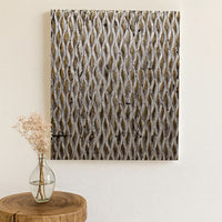 Modern Style Wooden Wall Decor with Patterned Carving, Large, Silver - BM205907