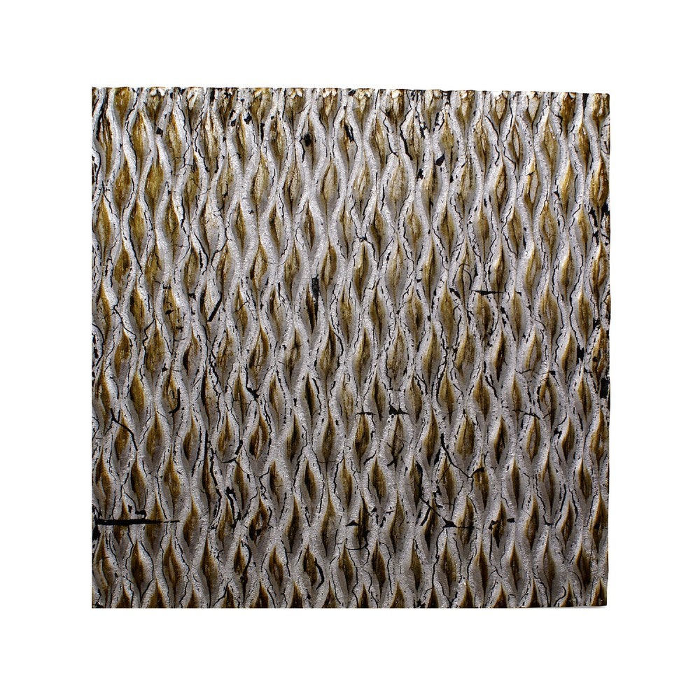 Modern Style Wooden Wall Decor with Patterned Carving, Large, Silver - BM205907
