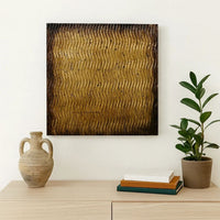 Modern Style Wood Wall Decor with Patterned Carving, Large, Gold & Brown - BM205910