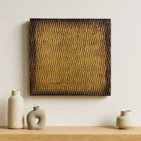 Modern Style Wood Wall Decor with Patterned Carving, Large, Gold & Brown - BM205910