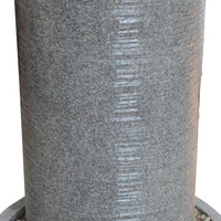 Ribbed Cylindrical Water Fountain with Round Pebble Base, Gray - BM205913