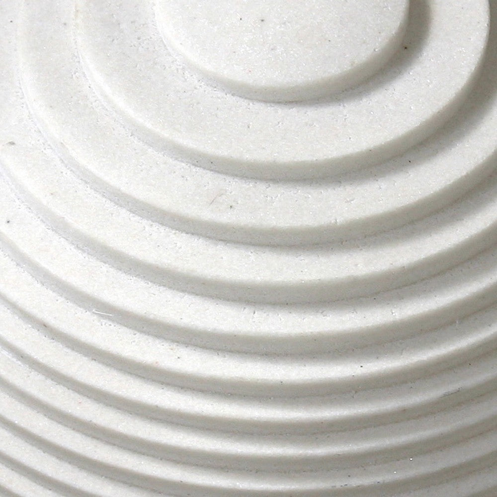 Contemporary Sandstone Polished Ball with Step Carved Lines, White - BM205919