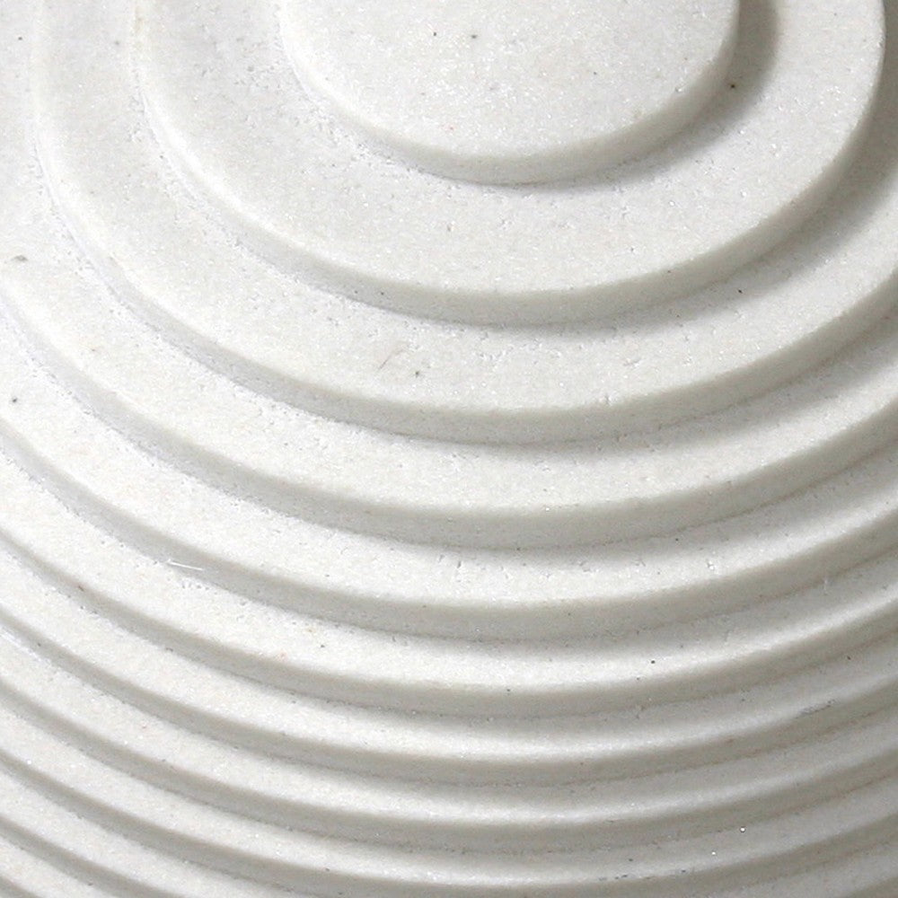 Contemporary Sandstone Polished Ball with Step Carved Lines, White - BM205919