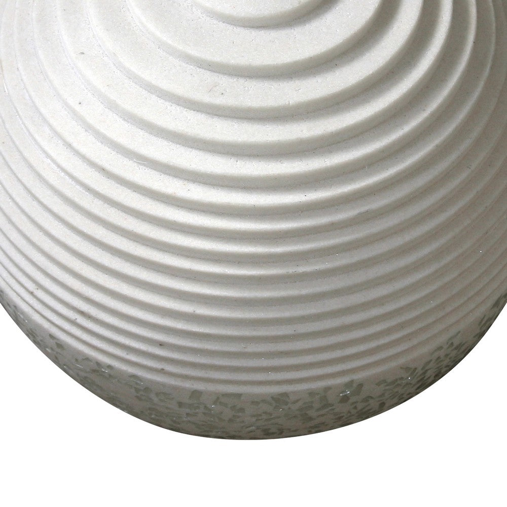 Contemporary Sandstone Polished Ball with Step Carved Lines, White - BM205919
