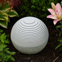 Contemporary Sandstone Polished Ball with Step Carved Lines, White - BM205919