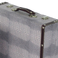 Trunk Style Suitcase with Textured Print Canvas Covering, Gray, Set of 2 - BM205922