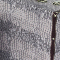 Trunk Style Suitcase with Textured Print Canvas Covering, Gray, Set of 2 - BM205922