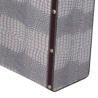 Trunk Style Suitcase with Textured Print Canvas Covering, Gray, Set of 2 - BM205922