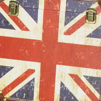 Union Jack Print Canvas Upholstered Storage Trunk, Multicolor, Set of 3 - BM205923