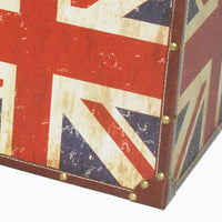 Union Jack Print Canvas Upholstered Storage Trunk, Multicolor, Set of 3 - BM205923