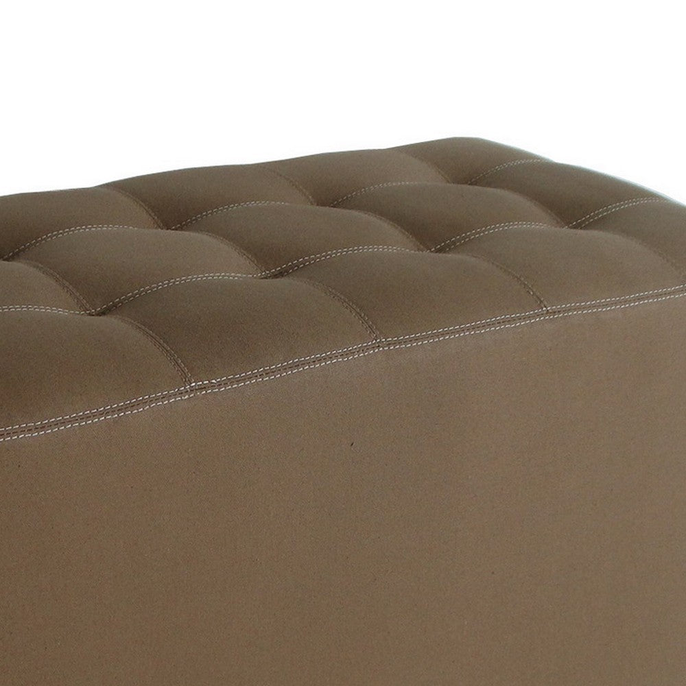 Classic Canvas Upholstered Bench with Button Tufting, Brown - BM205926