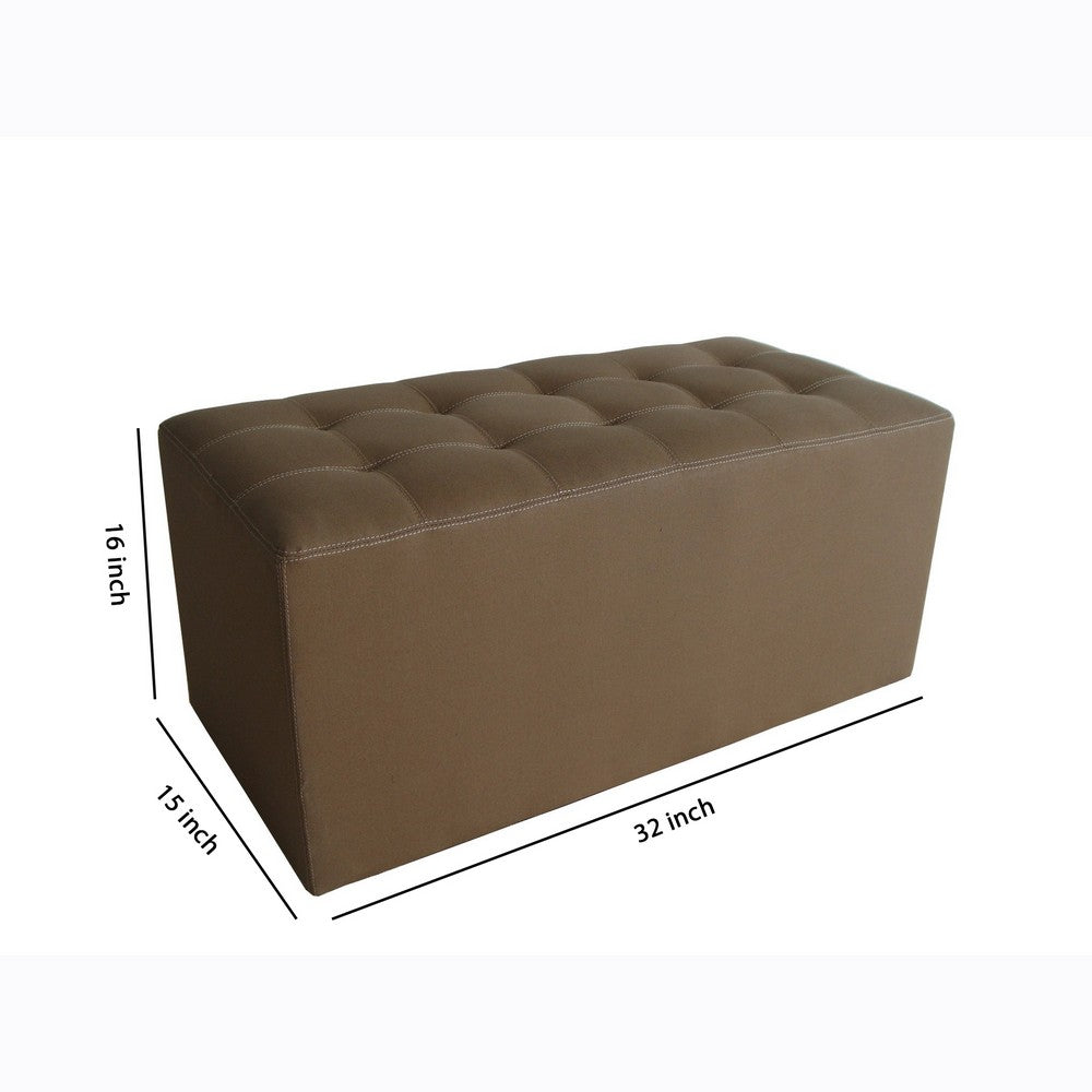 Classic Canvas Upholstered Bench with Button Tufting, Brown - BM205926
