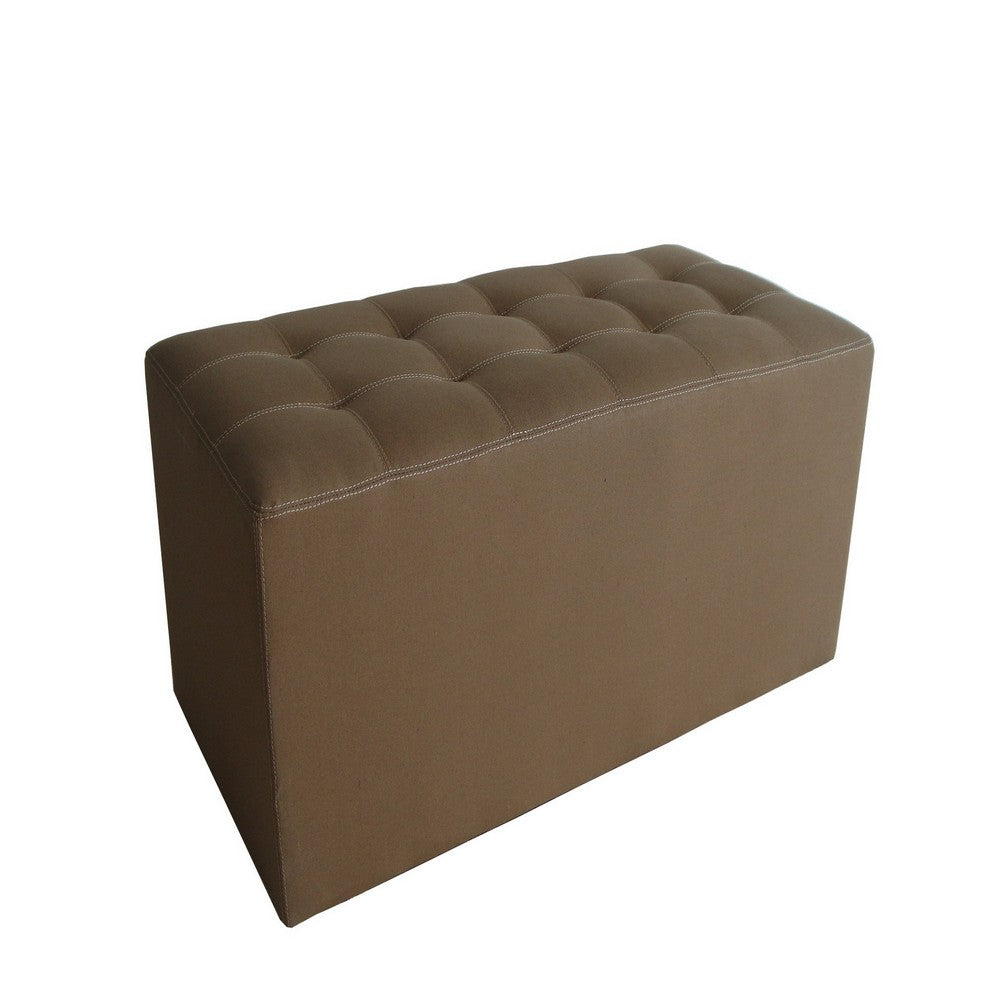 Classic Canvas Upholstered Bench with Button Tufting, Brown - BM205926