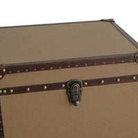 Fabric Upholstered Square Trunk with Nailhead Details, Brown, Set of 2 - BM205929