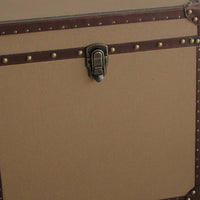 Fabric Upholstered Square Trunk with Nailhead Details, Brown, Set of 2 - BM205929
