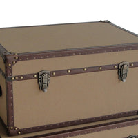 Fabric Upholstered Rectangular Trunk with Nailhead Details, Brown, Set of 2 - BM205930