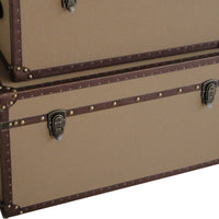 Fabric Upholstered Rectangular Trunk with Nailhead Details, Brown, Set of 2 - BM205930