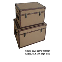 Fabric Upholstered Rectangular Trunk with Nailhead Details, Brown, Set of 2 - BM205930