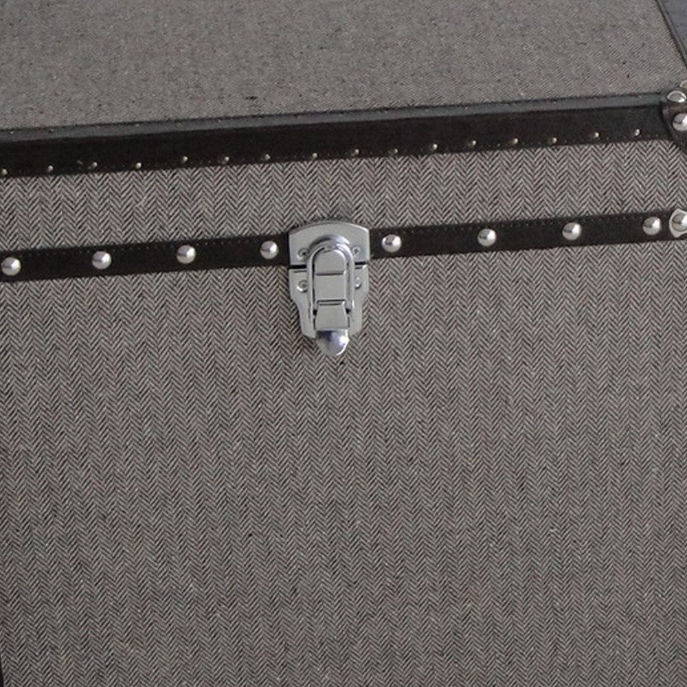 Fabric Upholstered Square Trunk with Nailhead Details, Gray, Set of 2 - BM205932