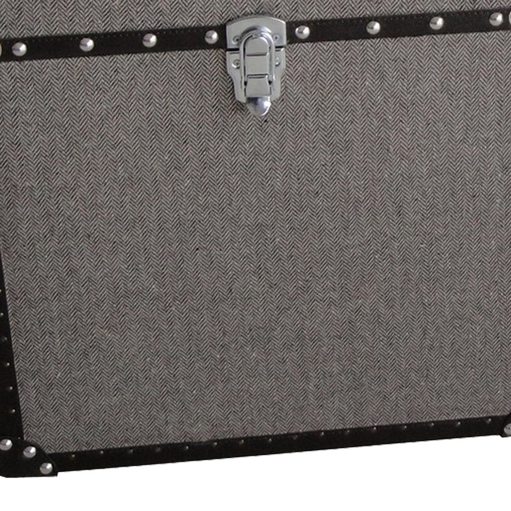 Fabric Upholstered Square Trunk with Nailhead Details, Gray, Set of 2 - BM205932