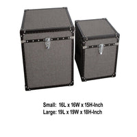 Fabric Upholstered Square Trunk with Nailhead Details, Gray, Set of 2 - BM205932