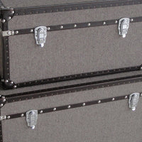 Fabric Upholstered Rectangular Trunk with Nailhead Details, Gray, Set of 2 - BM205933