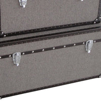 Fabric Upholstered Rectangular Trunk with Nailhead Details, Gray, Set of 2 - BM205933