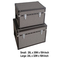 Fabric Upholstered Rectangular Trunk with Nailhead Details, Gray, Set of 2 - BM205933